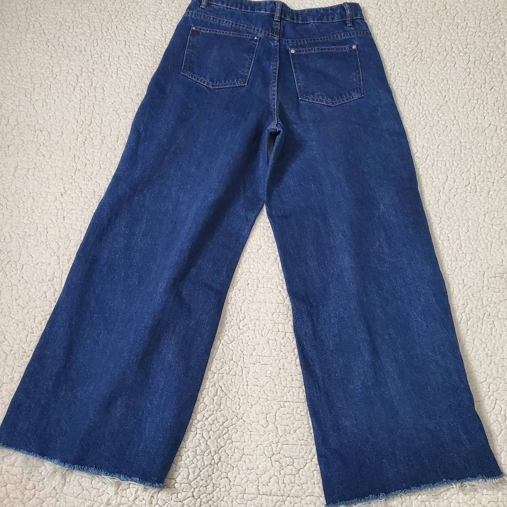 Zara TRF Collection Wide Leg Cropped Jeans Size 2 - Picture 6 of 12